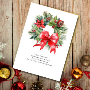 Festividades Cartão de Natal com Arranjo de Natal Vermelho e Az