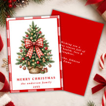 Cartão de Natal com Árvore de Natal com Laço de Gi
