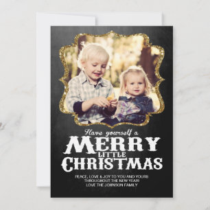 Festividades Cartão de Natal com Brilho Dourado e Quadro Negro