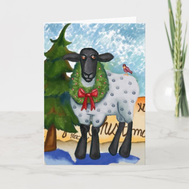 Festividades Cartão de Natal com Cabra e Ferida (Frente)
