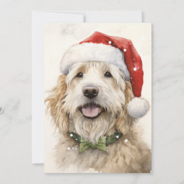 Festividades Cartão de Natal com Cachorro e Papai Noel
