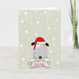 Festividades Cartão de Natal com Cachorro Fofo com Sinal de Fel