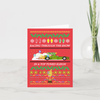Festividades Cartão de Natal com carro de corrida