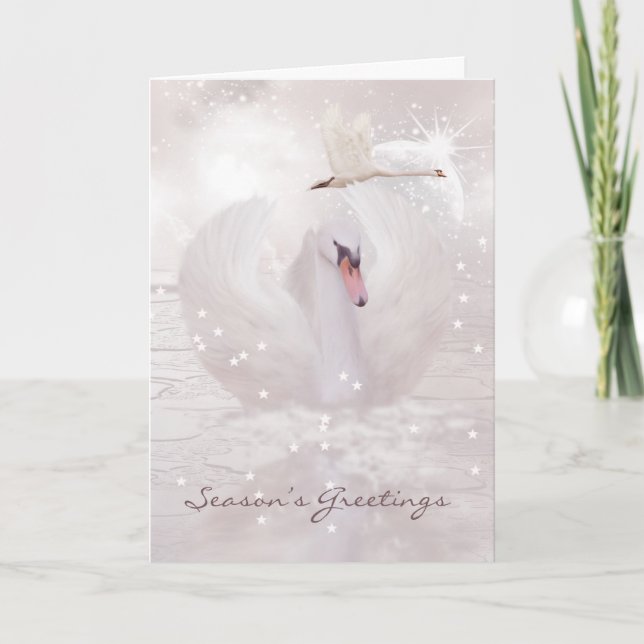 Festividades Cartão de Natal com cisne - arte da cisne da (Frente)