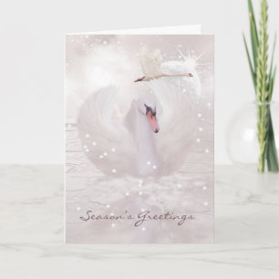 Festividades Cartão de Natal com cisne - arte da cisne da