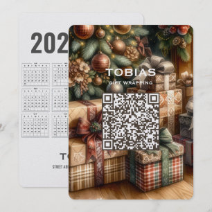 Festividades Cartão de Natal com Código QR do Calendário de 202