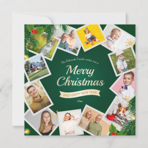 Festividades Cartão de Natal com Colagem de 12 Fotos de Férias