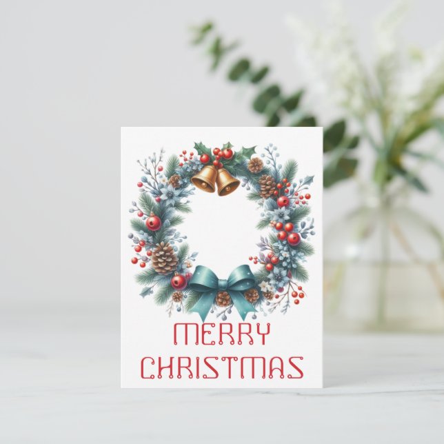 Festividades Cartão de Natal com Coroa (Em pé/Frente)