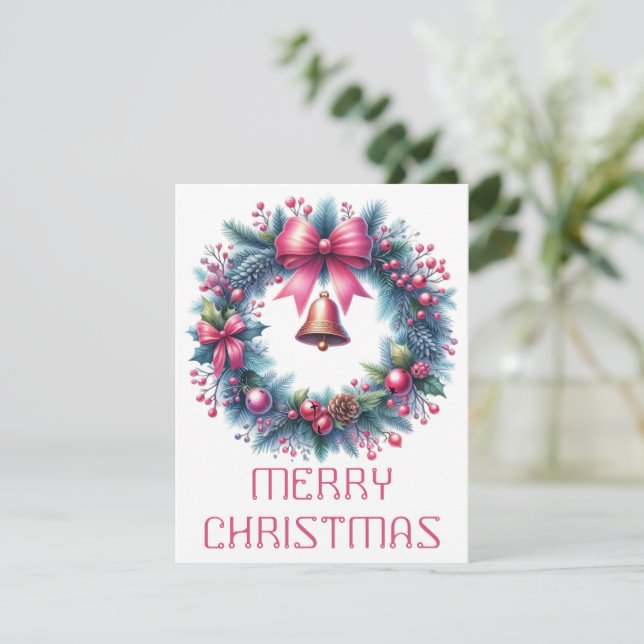 Festividades Cartão de Natal com Coroa (Em pé/Frente)