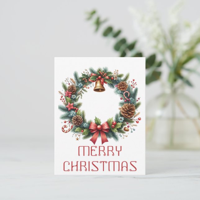 Festividades Cartão de Natal com Coroa (Em pé/Frente)