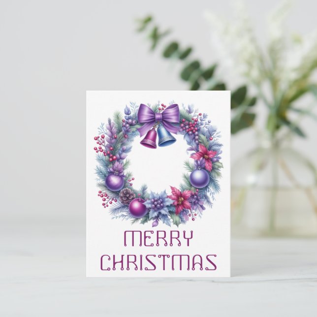 Festividades Cartão de Natal com Coroa (Em pé/Frente)