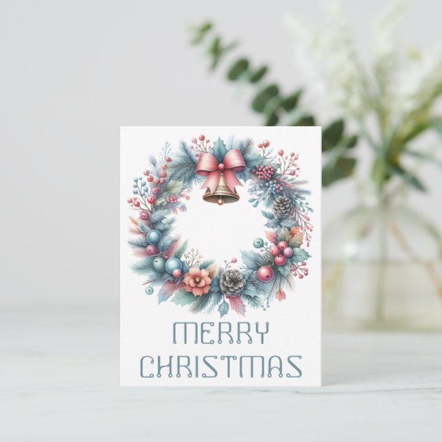 Festividades Cartão de Natal com Coroa (Em pé/Frente)