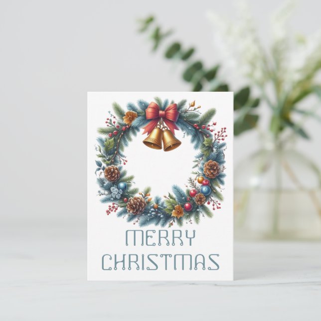 Festividades Cartão de Natal com Coroa (Em pé/Frente)