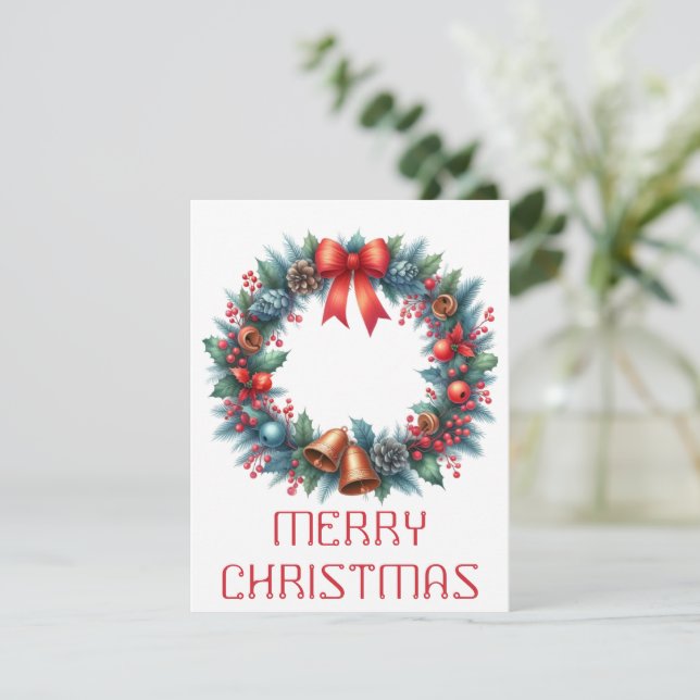 Festividades Cartão de Natal com Coroa (Em pé/Frente)