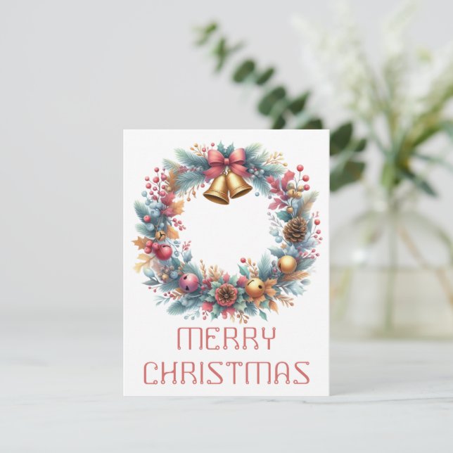 Festividades Cartão de Natal com Coroa (Em pé/Frente)