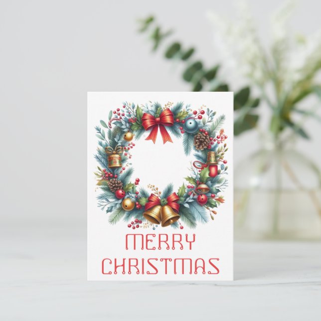 Festividades Cartão de Natal com Coroa (Em pé/Frente)