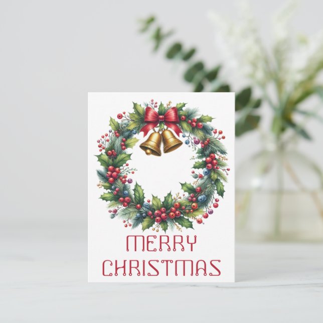Festividades Cartão de Natal com Coroa (Em pé/Frente)