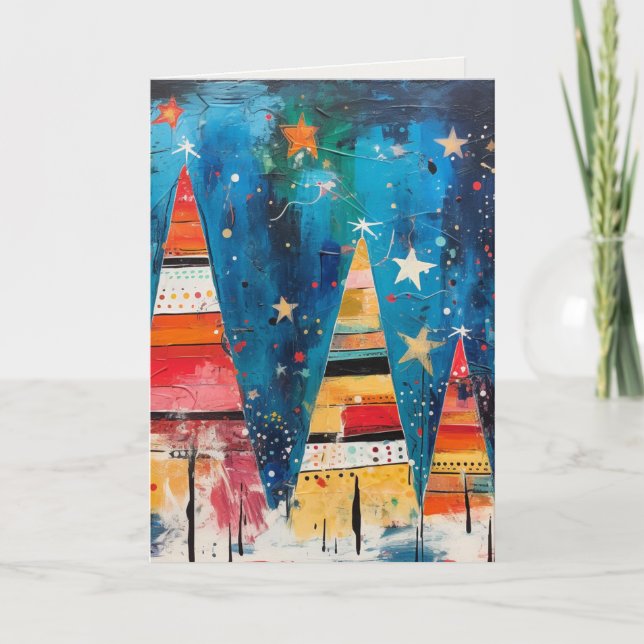 Festividades Cartão de Natal com Design Abstrato (Frente)