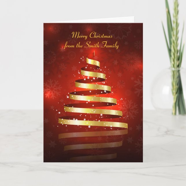 Festividades Cartão de Natal com design da árvore de fita (Frente)