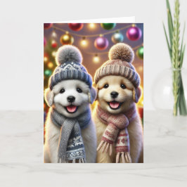 Festividades Cartão de Natal com dois cães