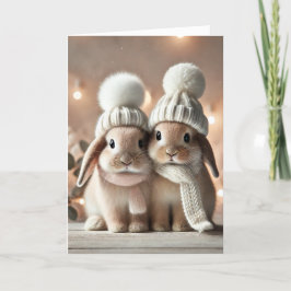 Festividades Cartão de Natal com dois coelhos