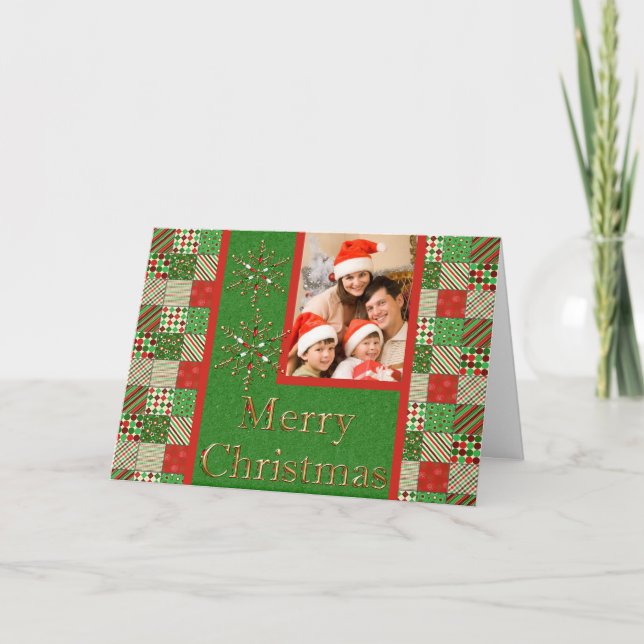 Festividades Cartão de Natal com Dois Inserções Fotográficas da (Frente)