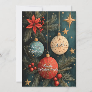 Festividades Cartão de Natal com Enfeites de Natal Antigos