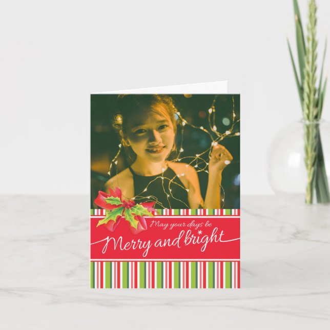 Festividades Cartão de Natal com feliz e vermelho brilhante (Frente)