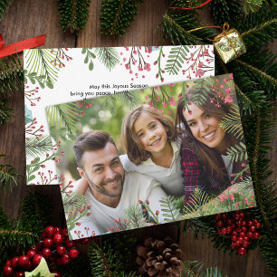 Festividades Cartão de Natal com Folhagem para Foto