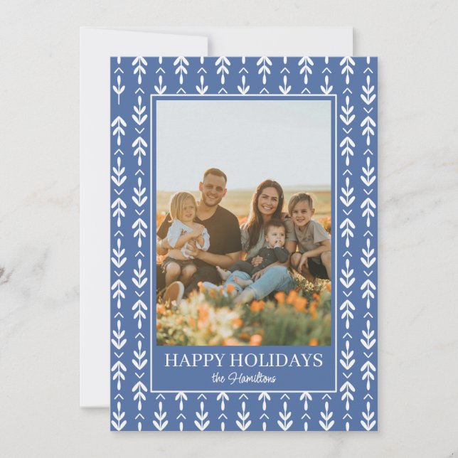 Festividades Cartão de Natal com folhas impressas em bloco (Frente)