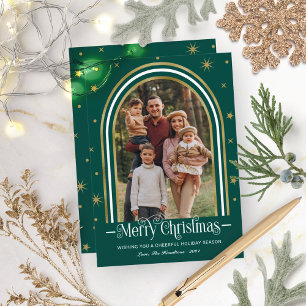 Festividades Cartão de Natal com Foto da Família em Arco