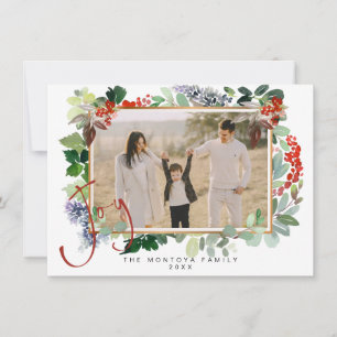 Festividades Cartão de Natal com Foto da Família em Arranjo de