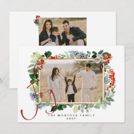 Festividades Cartão de Natal com Foto da Família em Arranjo de 