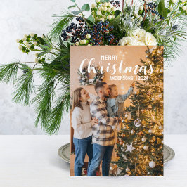Festividades Cartão de Natal com foto da família na árvore de N