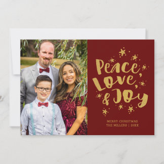 Festividades Cartão de Natal com Foto da Família Paz Amor Alegr