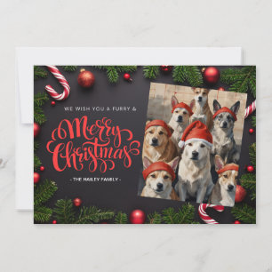 Festividades Cartão de Natal com foto de animal de estimação fe