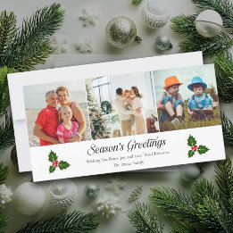 Festividades Cartão de Natal com foto de azevinho verde e bagas