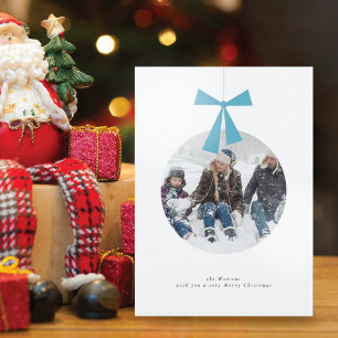 Festividades Cartão de Natal com Foto de Bola de Natal
