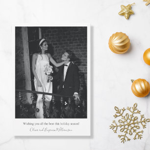 Festividades Cartão de Natal com Foto de Casamento Minimalista 