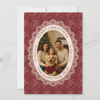 Festividades Cartão de Natal com Foto de Família Antiga