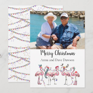 Festividades Cartão de Natal com Foto de Flamingo Tropical