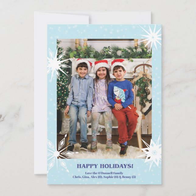 Festividades Cartão de Natal com Foto de Floco de Neve (Frente)