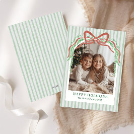 Festividades Cartão de Natal com Foto de Natal com Listra Verde
