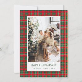 Festividades Cartão de Natal com Foto de Natal em Tartan Vermel