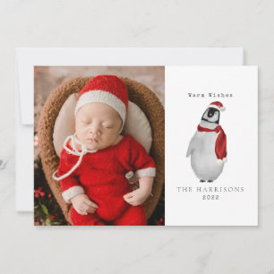 Festividades Cartão de Natal com Foto de Pinguim Bebê