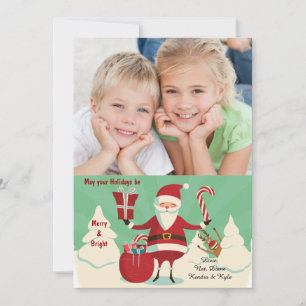 Festividades Cartão de Natal com Foto do Papai Noel Feliz