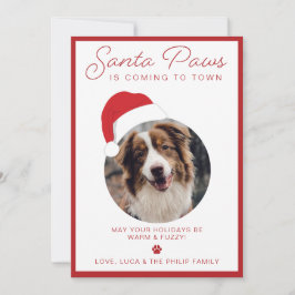 Festividades Cartão de Natal com Foto do Santa Paws