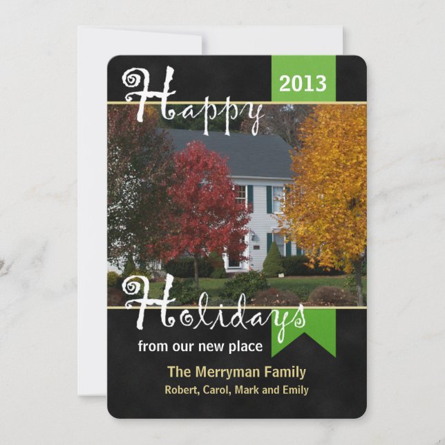 Festividades Cartão de Natal com Foto e Notificação de Mudança  (Frente)