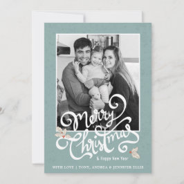 Festividades Cartão de Natal com Foto em Filtro Preto e Branco