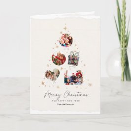 Festividades Cartão de Natal com Foto em Ouro Minimalista